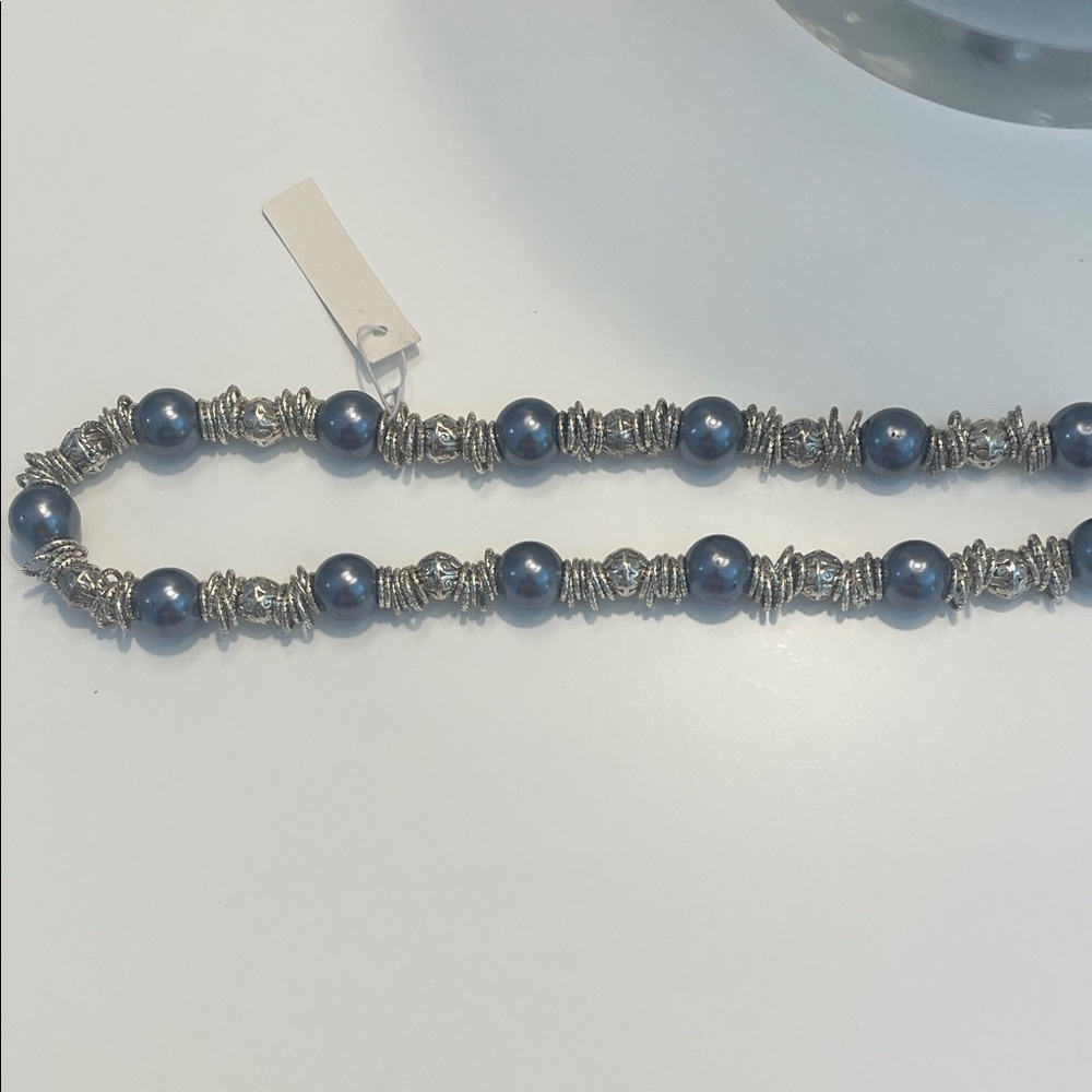 Elegant Silver and Blue Beaded Necklace